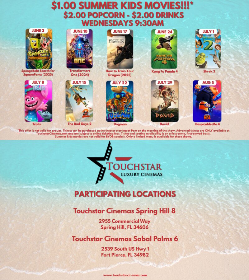 Touch Star Spring Hill 8 Kids Summer Movies for $1!